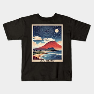 Jeju Island South Korea Starry Night Travel Tourism Retro Vintage Kids T-Shirt